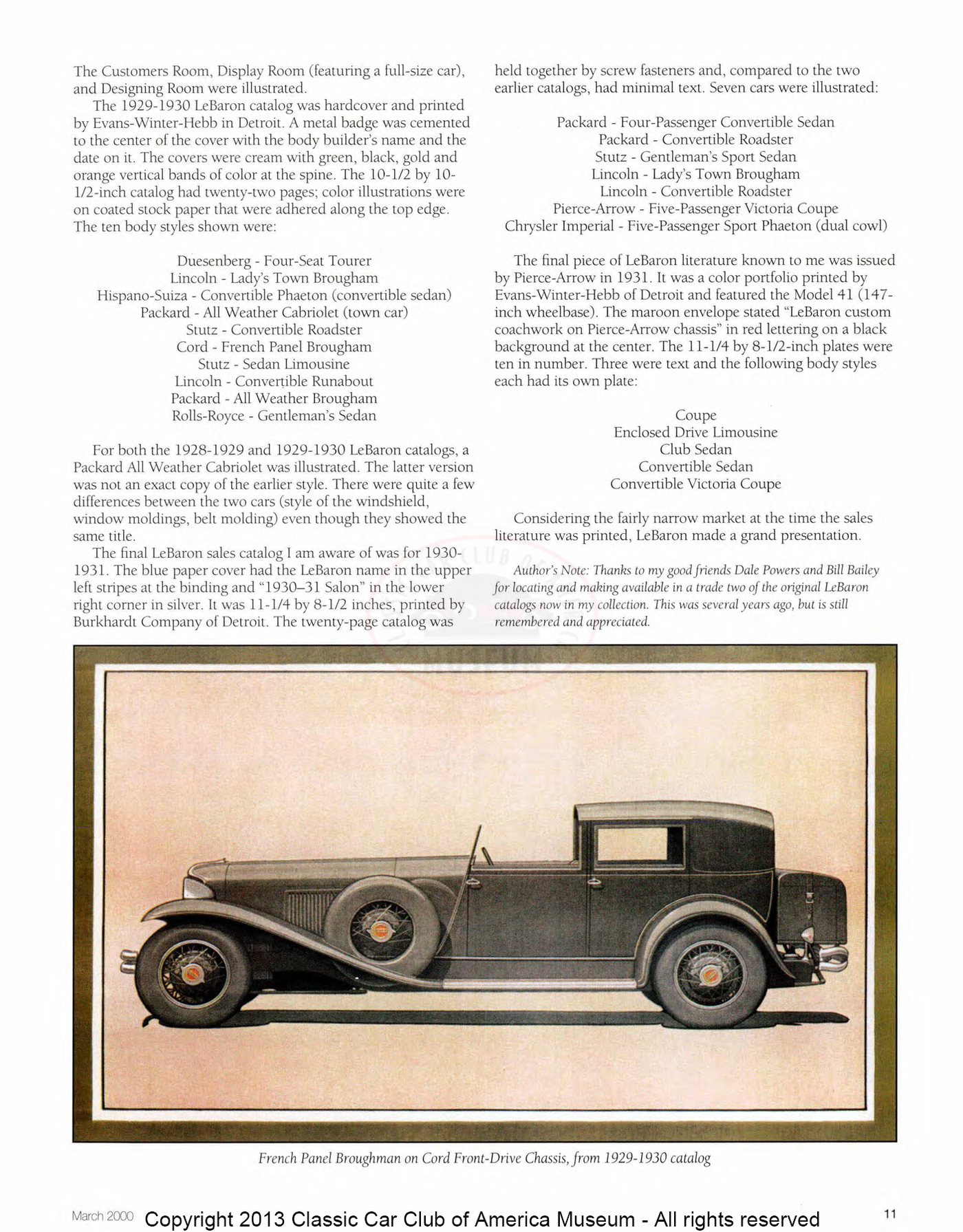 The Classic Car — Spring 2000, page 13 of 52