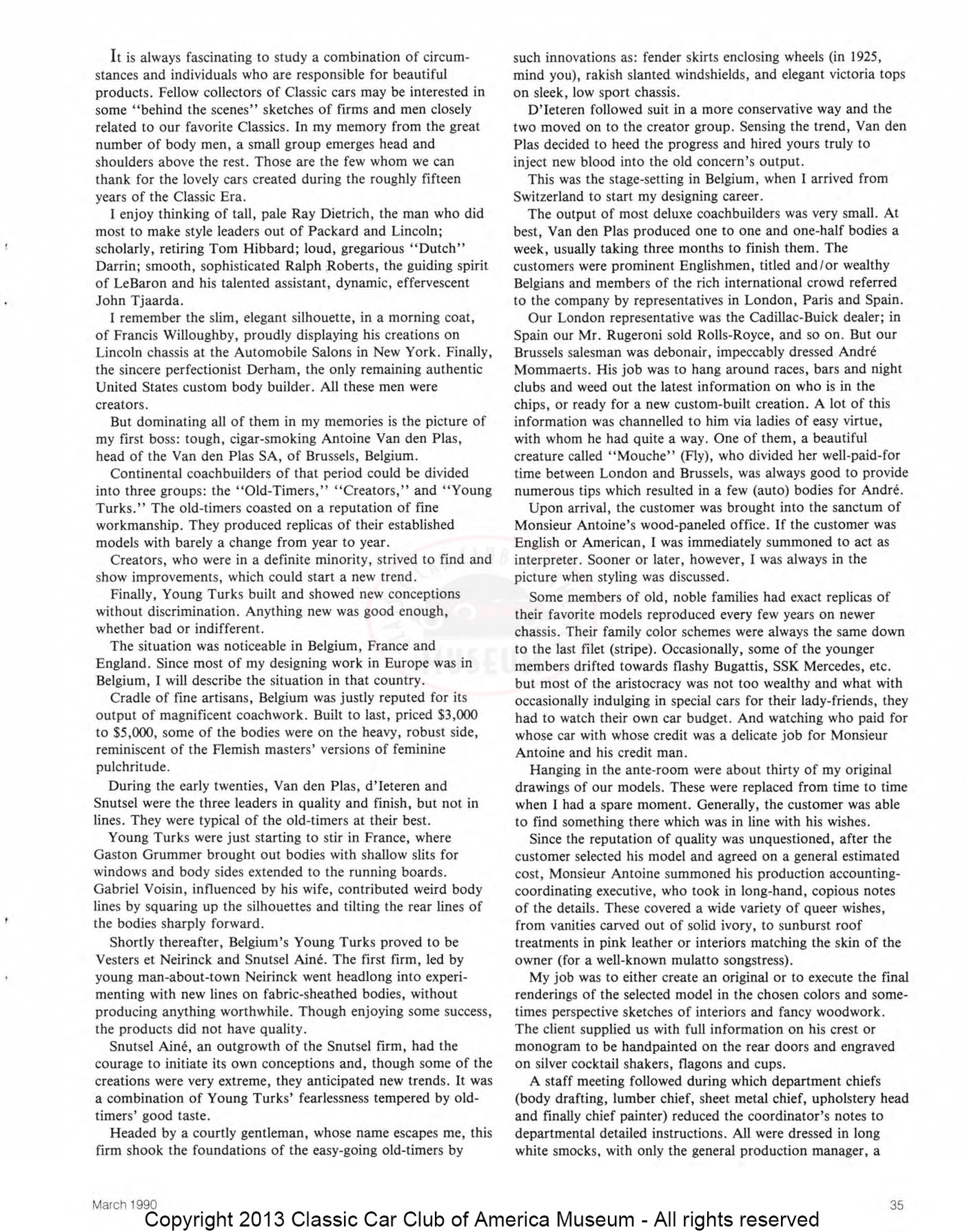 The Classic Car — Spring 1990, page 37 of 52