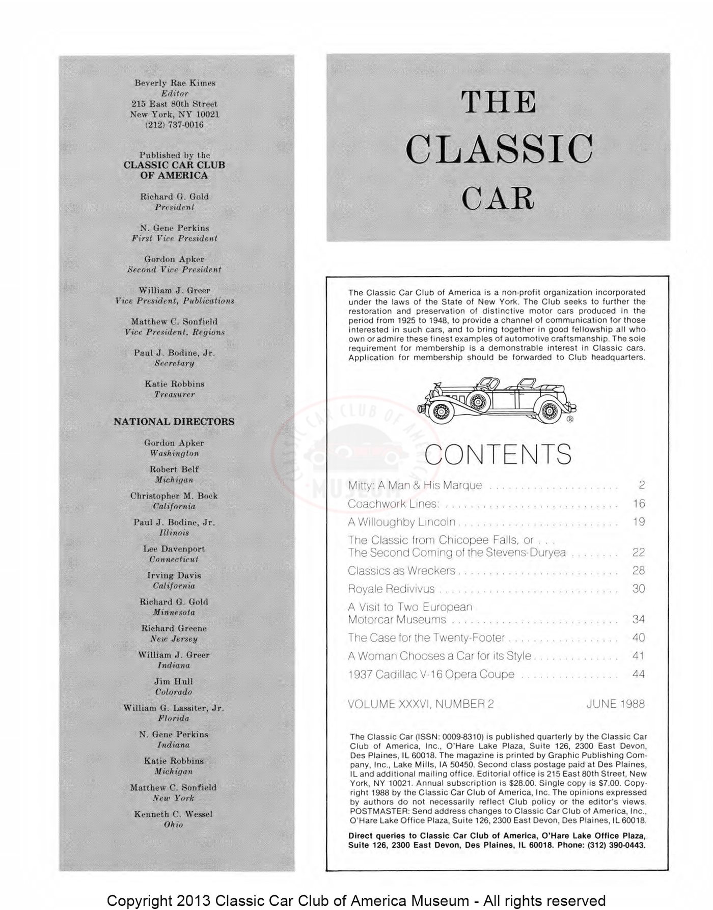 The Classic Car — Summer 1988, page 3 of 52