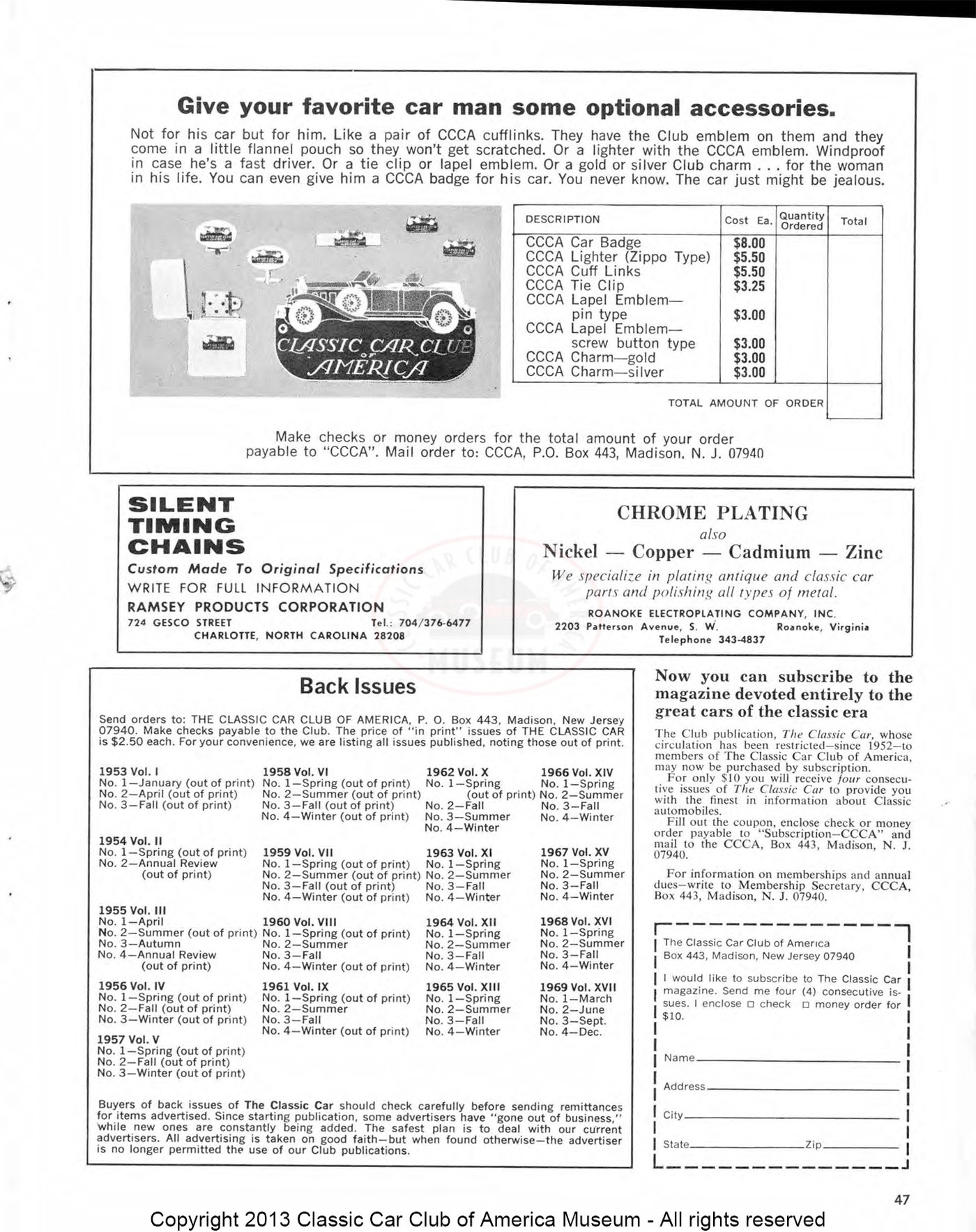 The Classic Car — Spring 1970, page 49 of 52
