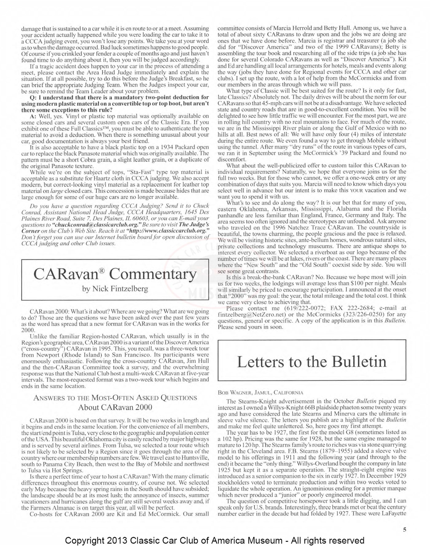 CCCA Bulletin — January 2000, page 5 of 32