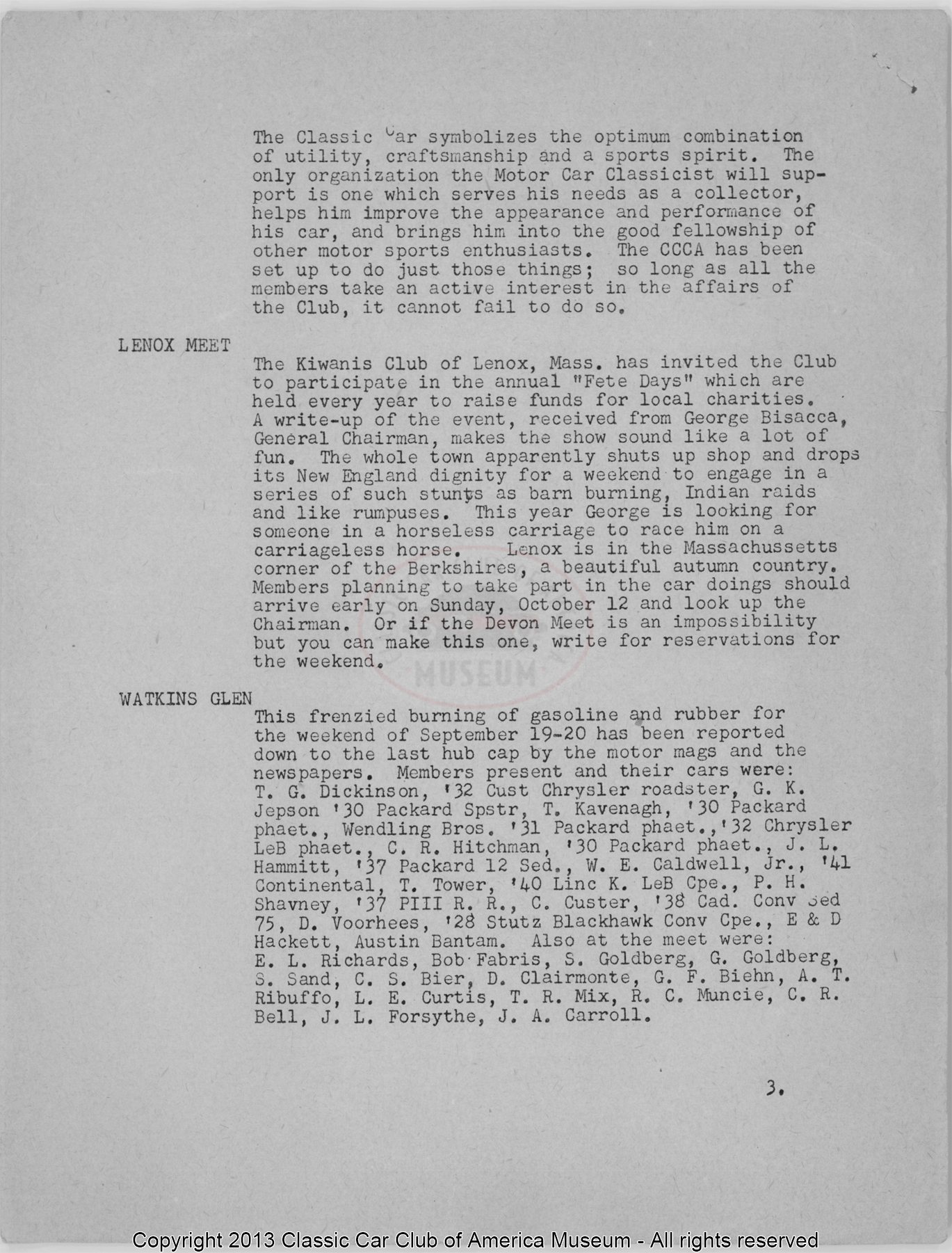 CCCA Bulletin — October 1952, page 3 of 5