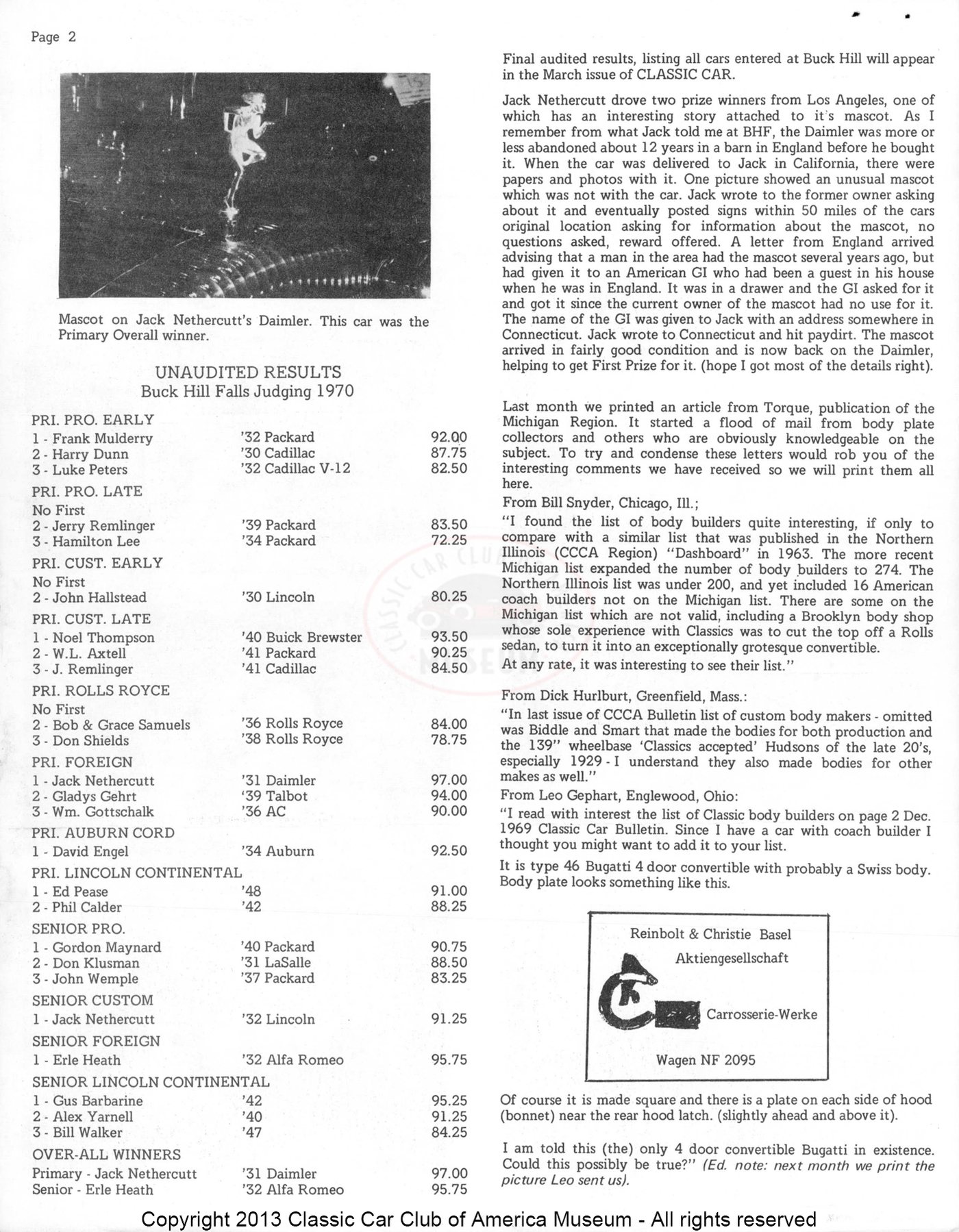 CCCA Bulletin — January 1970, page 2 of 14