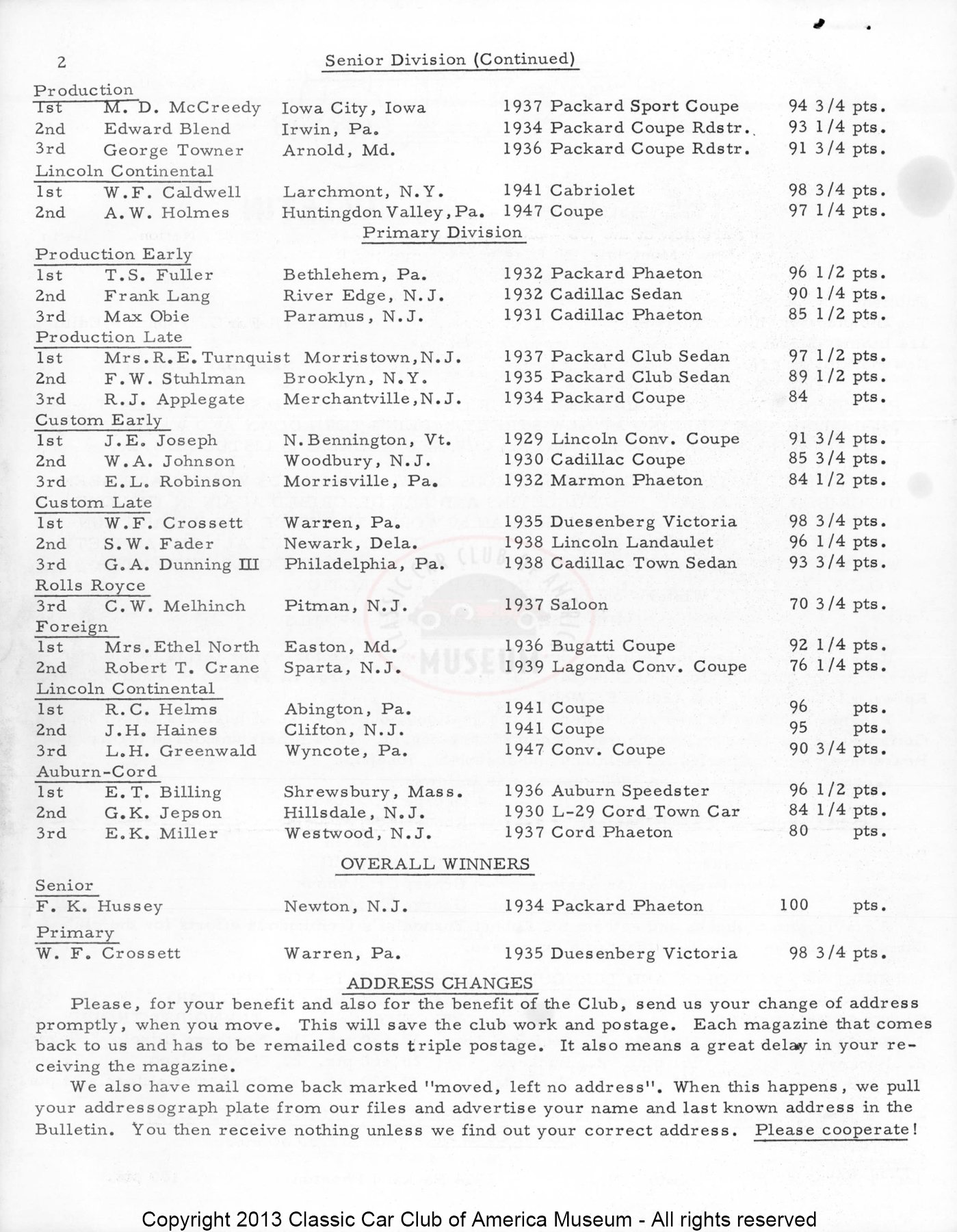 CCCA Bulletin — February 1960, page 2 of 12