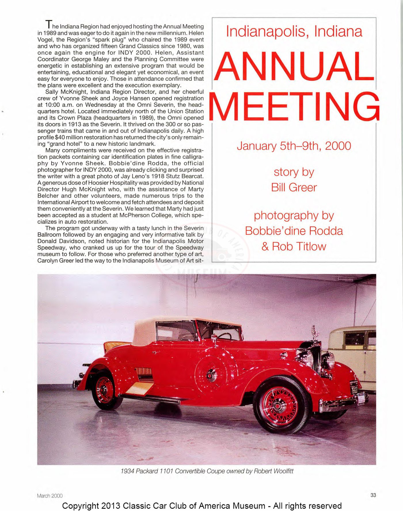 The Classic Car — Spring 2000, page 35 of 52