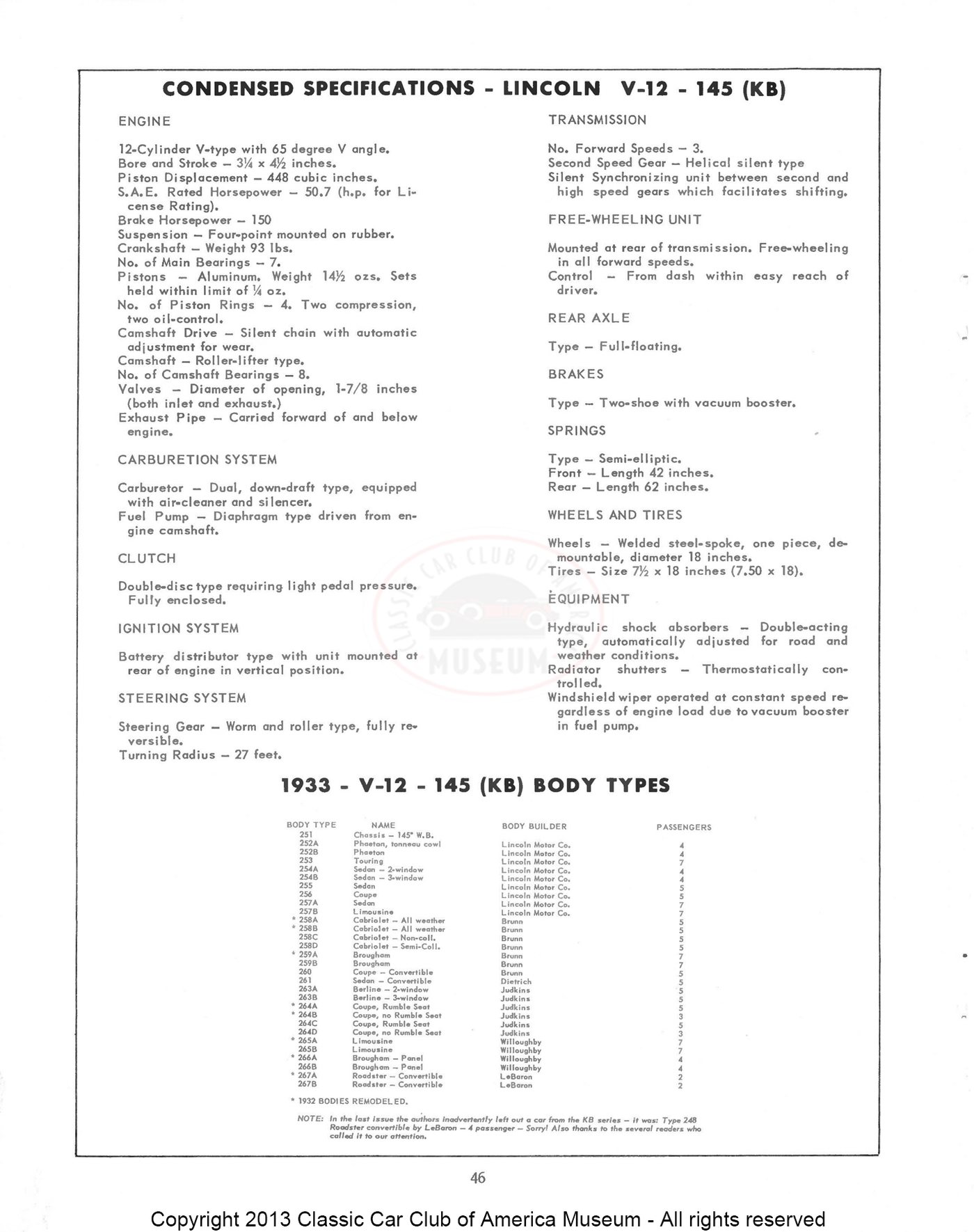 The Classic Car — Spring 1960, page 47 of 55