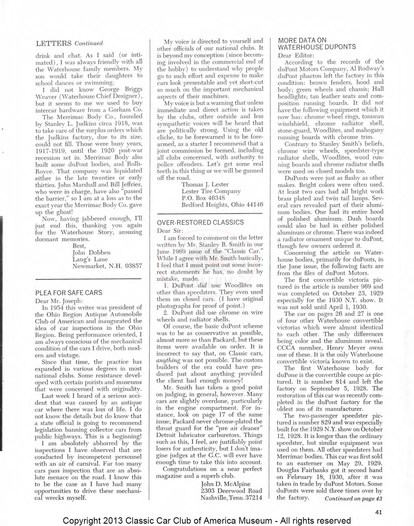 The Classic Car — Spring 1970, page 43 of 52
