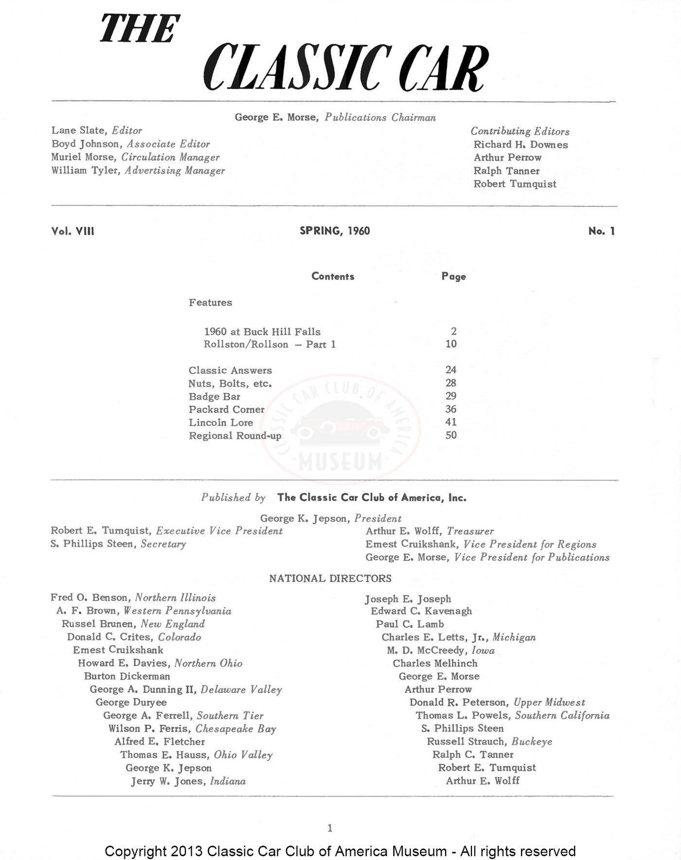 The Classic Car — Spring 1960, page 3 of 55