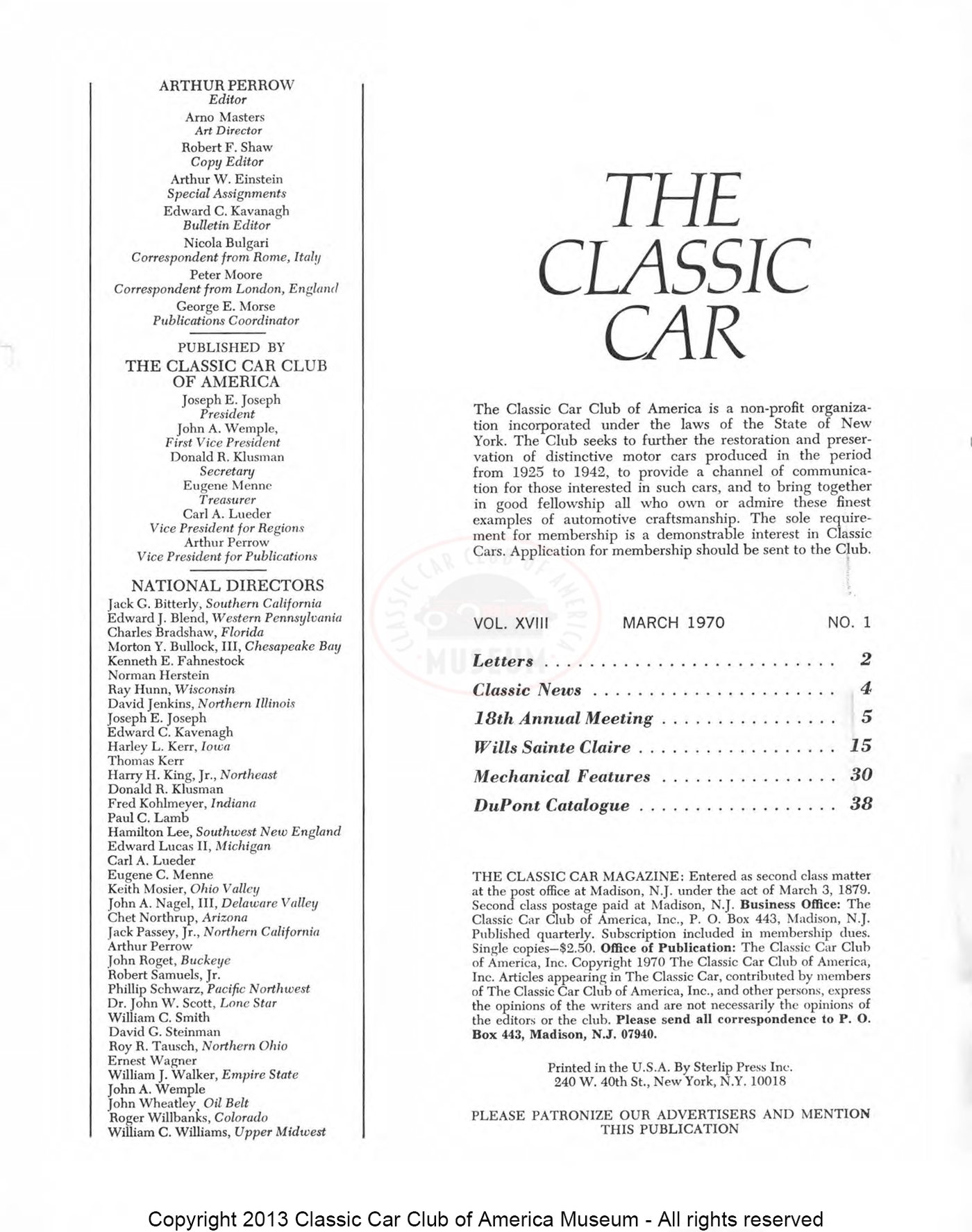 The Classic Car — Spring 1970, page 3 of 52